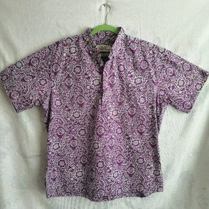 Vintage Cooke Street Hawaiian Shirt Teal Purple Floral Reverse Print Mens Sz L